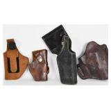 Lot of 4 various Leather Holsters