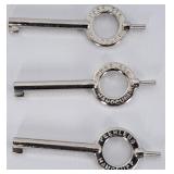 Lot of 3 PEERLESS Handcuff Keys