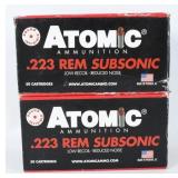 100 Rds Atomic Rem Subsonic .223 Rem Ammo