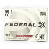 325 Rds Federal AutoMatch Rimfire .22 LR Ammo