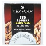 Federal Ammunition 550 Rounds .22 Long Rifle