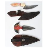 Damascus Steel Fixed-Blade Knives w/ Sheaths