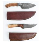 Two Contemporary Damascus Steel Fixed-Blade Knives