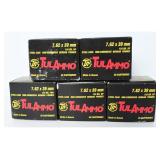 A Lot of 100 TulAmmo 7.62 x 39 mm Rifle Ammunition
