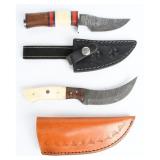 A Pair of Damascus Steel Fixed-Blade Knives