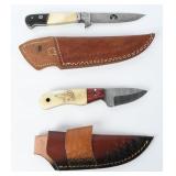 Two Damascus Steel Fixed Blade Knives w/ Sheaths