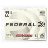 325 Rds Federal AutoMatch Rimfire .22 LR Ammo