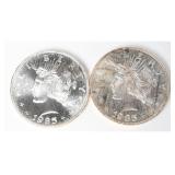Pair 1985 Peace Dollar Design Silver Trade Units