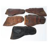 5 Double Loop Tooled SA Revolver Holsters Antique