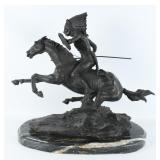 Frederic Remington Warrior Bronze Marble Base