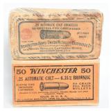 100 Rds Remington Winchester .25 Automatic Ammo