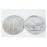 Pair 1 oz t .999 Silver Rds Buffalo 9/11 Designs