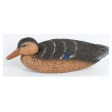 Cork Bodied Black Duck Decoy with Wooden Keel