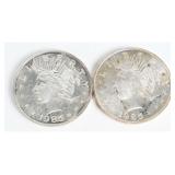 Pair 1985 Peace Dollar .999 Silver Trade Units