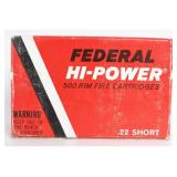 500 Federal Hi-Power Ammo .22 Short