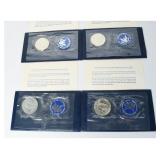 4 US 1972-S Eisenhower Silver Dollar Pack Coins