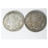 Pair US 1881-O and 1884-O Morgan Silver Dollars