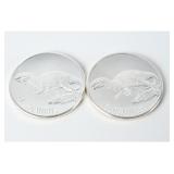Pair Allosaurus 1 Troy .999 Silver Bullion Rds