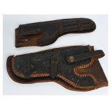 Pair Tooled Leather Western Revolver Holsters
