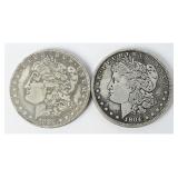 Pair US 1882 and 1904 Morgan Silver Dollars