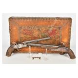Cased Pair Flintlock Muzzle-Loading Antique