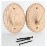 Pair John G. Zimmerman Oak and Antler Wall Hooks