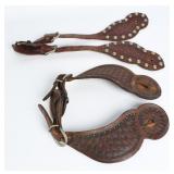 Vintage Tooled Leather Western Spur Straps
