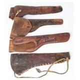 4 Tooled and Laced Leather Holsters and Scabbards