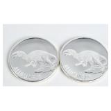 Pair Allosaurus 1 Ounce .999 Silver Bullion Rds