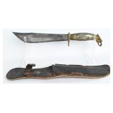 Mexican Eagle-Head Fighting Knife Leather Scabbard