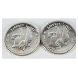 Pair Liberty Lobby 1 .999 Silver Trade Unit Rds