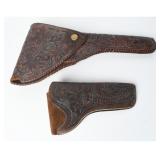 Pair Floral Tooled Leather to H.H. Heiser