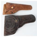 Pair Tooled Leather Pistol H.H. Heiser 745