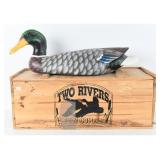 2 Rivers Decoy Co. Drake Wood Decoy Branded Crate