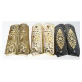 3 Pairs Custom Full-Size 1911 Pistol Grips Silver