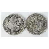 Pair US 1886-O and 1893-O Morgan Silver Dollars