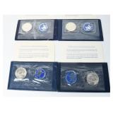 Set 4 US 1971-S 40% Silver Dollars Blue Packets
