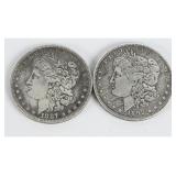 Pair US Morgan Silver Dollars 1887 and 1892