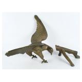 Vintage Cast Brass Eagle on Branch Sculpture