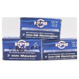 40 Brass casings 7MM-08 with box and tray