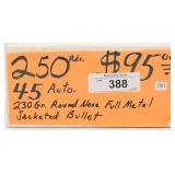 250 Rounds of Remanufactured .45 Auto Ammunition