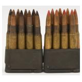 (2) Rare Enbloc M1 Garand clips with .30-06 rds