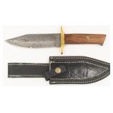 Damascus Dagger / Hunting Knife with Leather