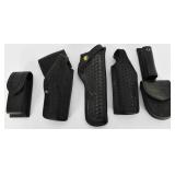 Lot of 6 Various Black Leather Holsters