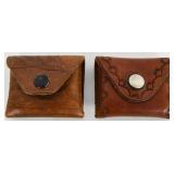 Lot of 2 Hand Tooled Leather Pouches