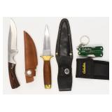 Lot of 3 Knives with sheath, 2 Fixed Blade 1
