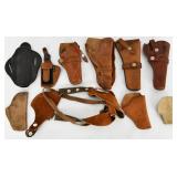 Lot of 10 Various Size Leather Holsters