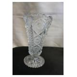 Vtg Glass Daisy Pressed Glass Vase
