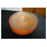 8 Vtg Arcoroc Pink Swirl Saucers