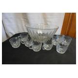 Vtg Glass Punchbowl 9 cups